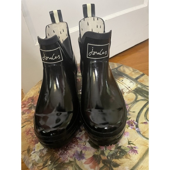 Joules Wellibob Solid Black Short Booties Boots Slip On Rubber Size 7 - Picture 1 of 7